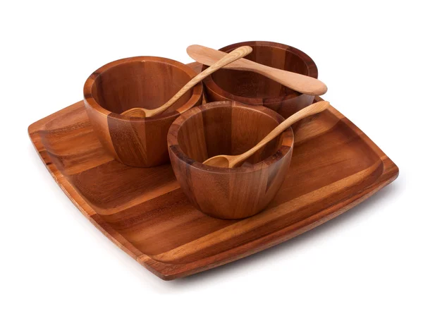 stock image Handmade wooden kitchen dishes