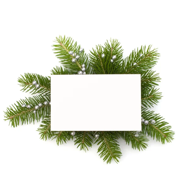 Kerstdecoratie met wenskaart geïsoleerd op witte backgr — Stockfoto