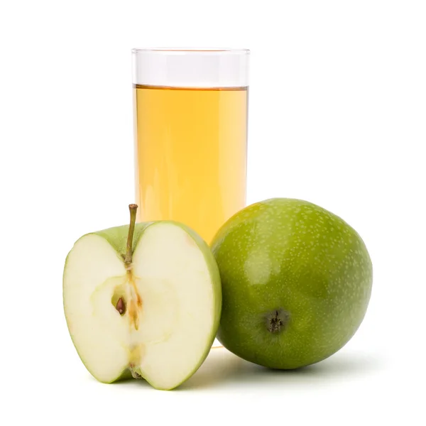 Яблочный сок в стекле и яблоке — стоковое фото