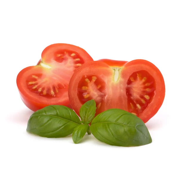 Tomat och basilika blad — Stockfoto