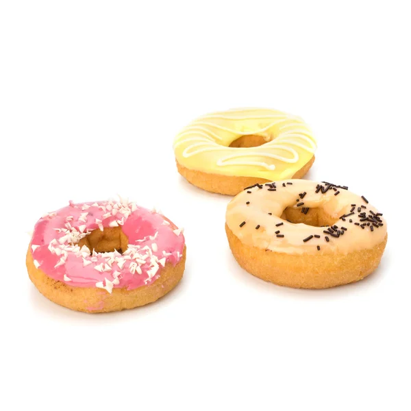Delicious doughnuts isolated on white background — Stock Photo, Image