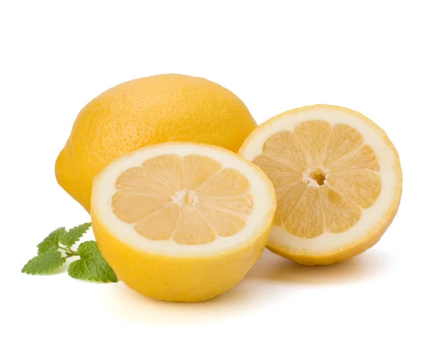 柠檬和柚子薄荷叶在白色背景上孤立 — 图库照片