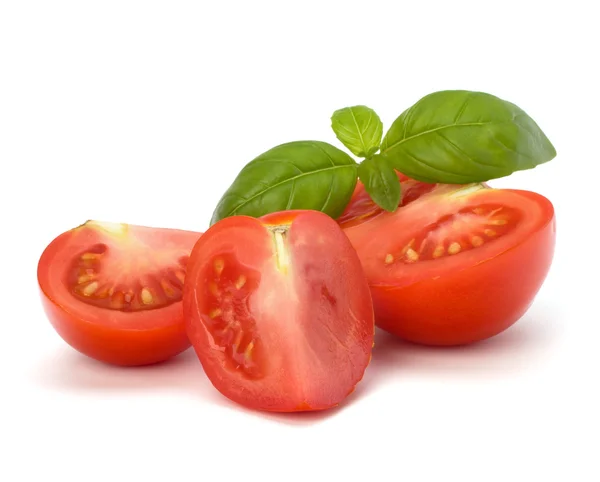 Tomaten- und Basilikumblatt — Stockfoto