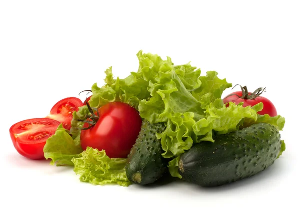 Salată de roșii, castraveți de legume și salată verde — Fotografie, imagine de stoc