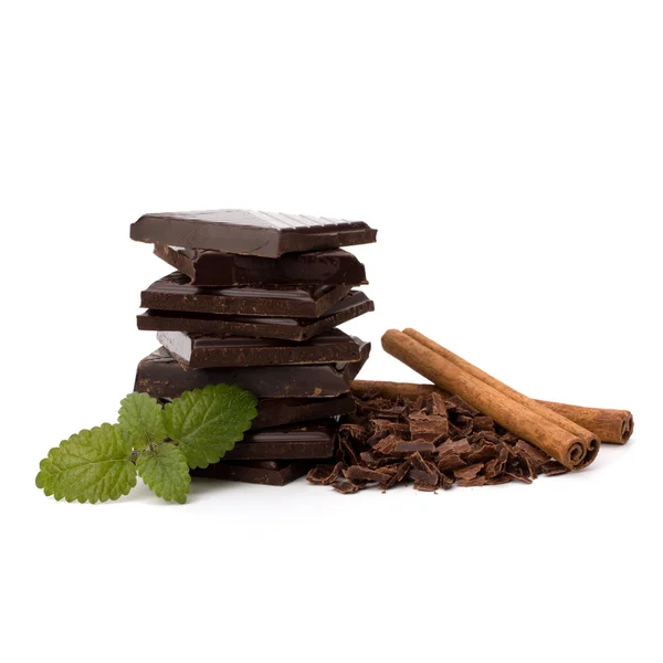 stock image Chocolate bars stack and cinnamon sticks