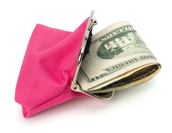 Glamour purse fill with money — Stock Photo, Image