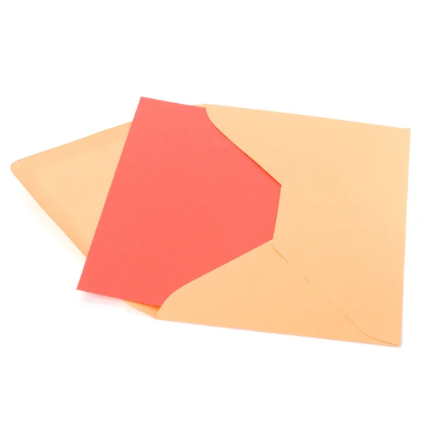 Umschlag mit Karte isoliert auf weißem Hintergrund — Stockfoto