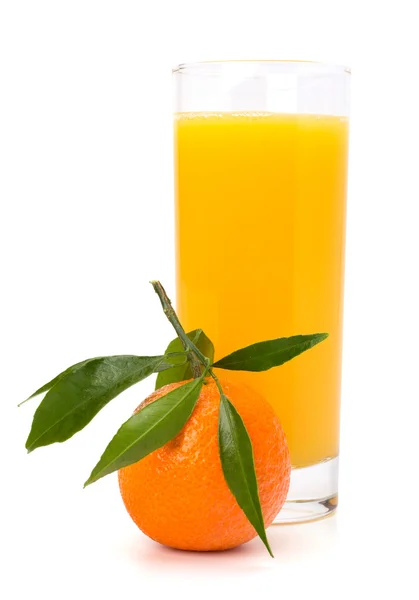 Tangerine and juice glass — Stock Photo, Image