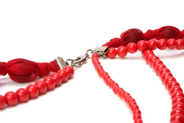 Red beads isolated on white background — Stock Photo, Image