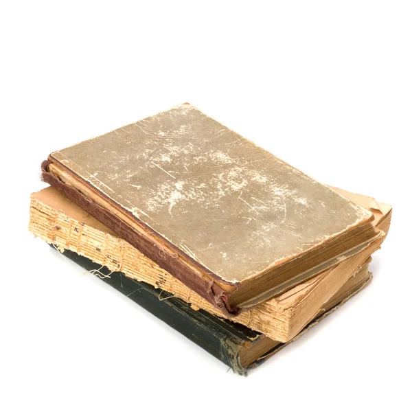 Tattered book stack isolated on white background — Stock Photo, Image