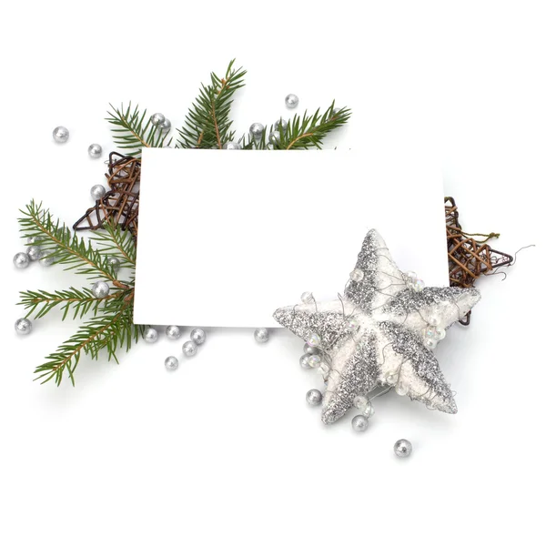白色表现力上孤立的贺卡圣诞装饰 — 图库照片