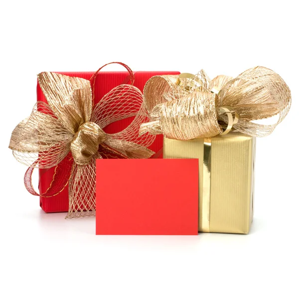 .Luxurious gifts with note isolated on white background . — Stock Photo, Image