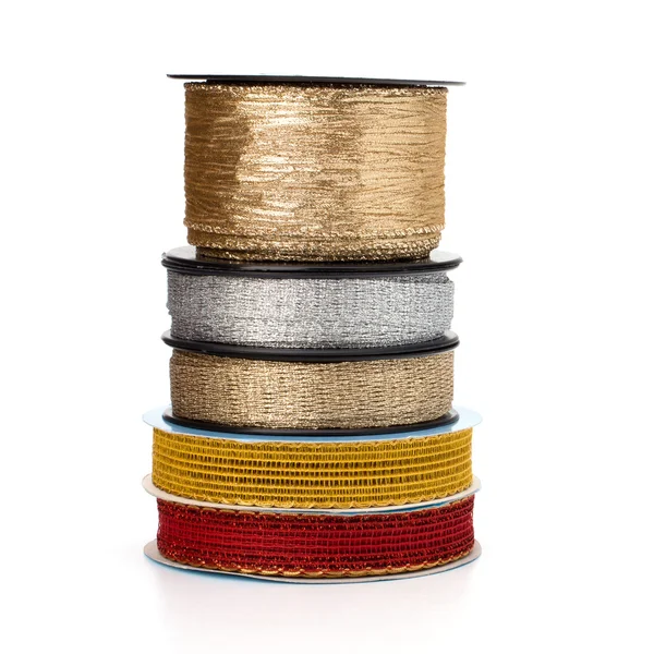 Festive ribbons stack isolated on white background — Stock Photo, Image