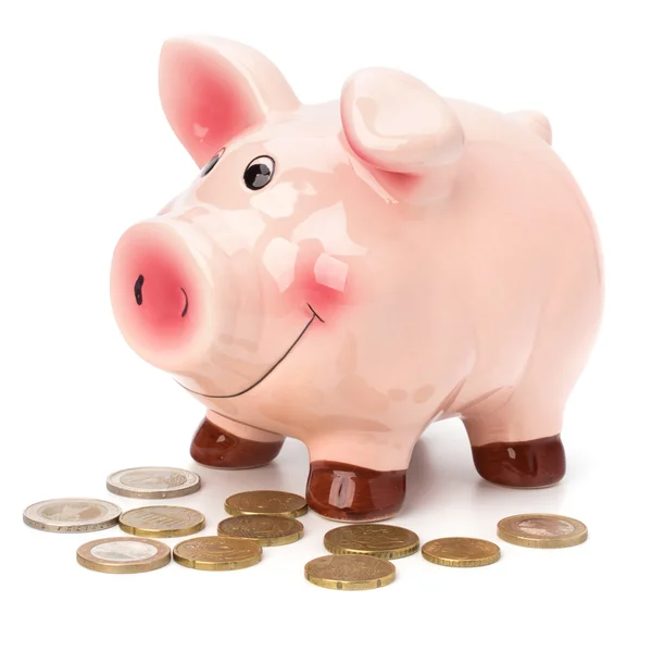 Business concept. Lucky piggy bank isolated on white background. — Stock Photo, Image