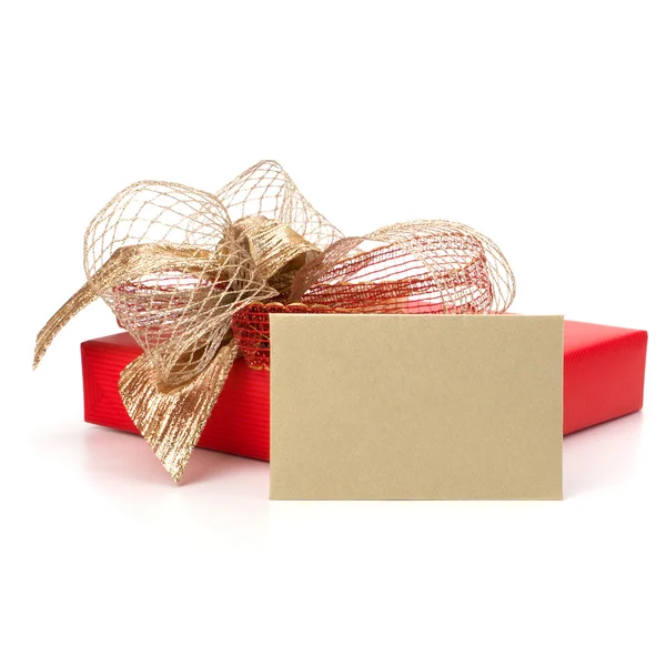 Luxurious gift with note isolated on white background — Stock Photo, Image