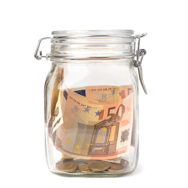 Business concept. Money savings in glass pot. — Stock Photo, Image