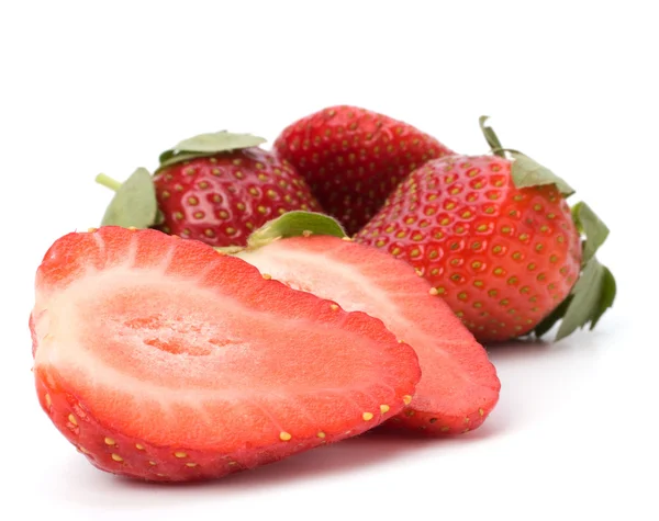 stock image Halved strawberries isolated on white background