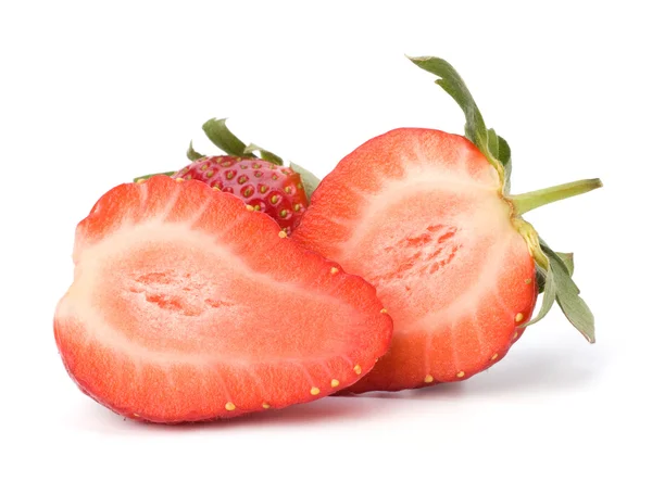 stock image Halved strawberries isolated on white background