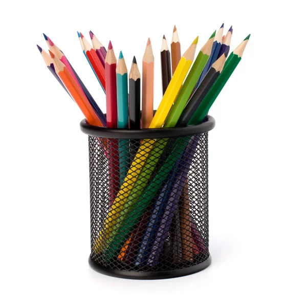 .Kolorowe ołówki izolowane na białym tle zbliżenie. — Zdjęcie stockowe