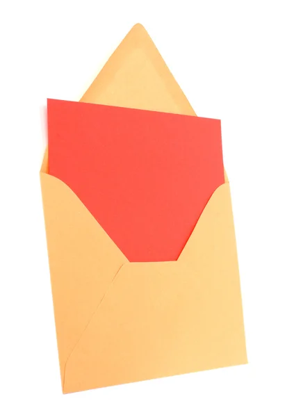 Plic cu card izolat pe fundal alb — Fotografie, imagine de stoc