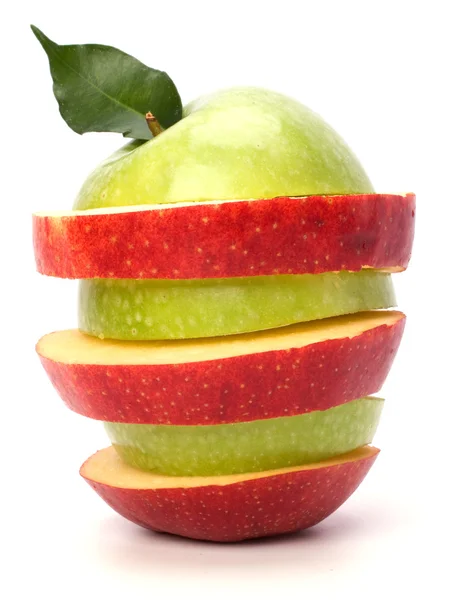 Beyaz arka plan üzerinde izole dilimlenmiş elma — Stok fotoğraf