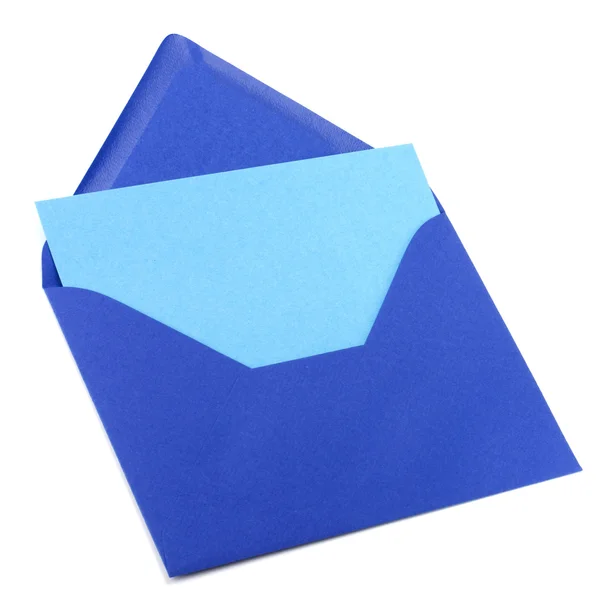 Envelope com cartão isolado no fundo branco — Fotografia de Stock