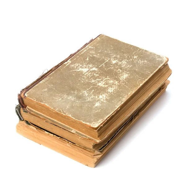 Tattered book stack isolated on white background — Stock Photo, Image