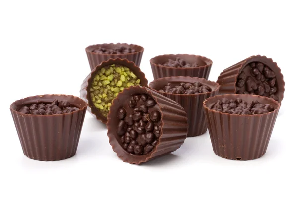 Chokolade praliner isoleret på hvid baggrund - Stock-foto