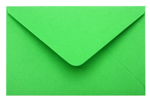 Зеленый конверт изолирован на белом фоне — стоковое фото