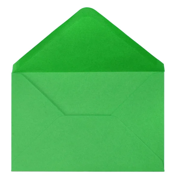 Groene envelop geïsoleerd op witte achtergrond — Stockfoto