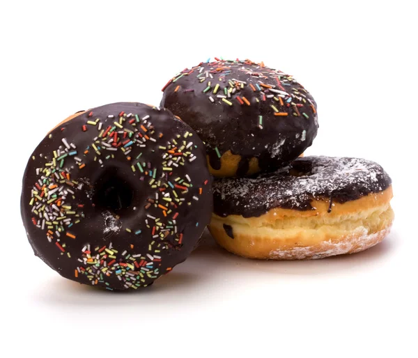Donut mit Schokoladencreme isoliert auf weißem Hintergrund — Stockfoto