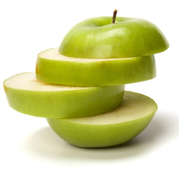 Manzana en rodajas aislada sobre fondo blanco — Foto de Stock