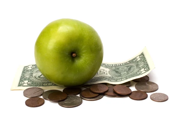 Apple and money isolated. Health concept — Stock Photo, Image