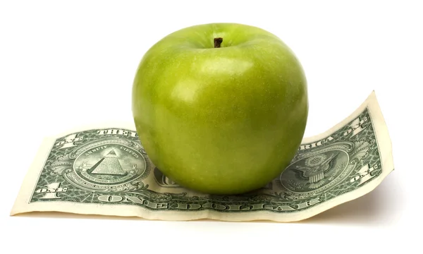 stock image Apple and money isolated. Health concept