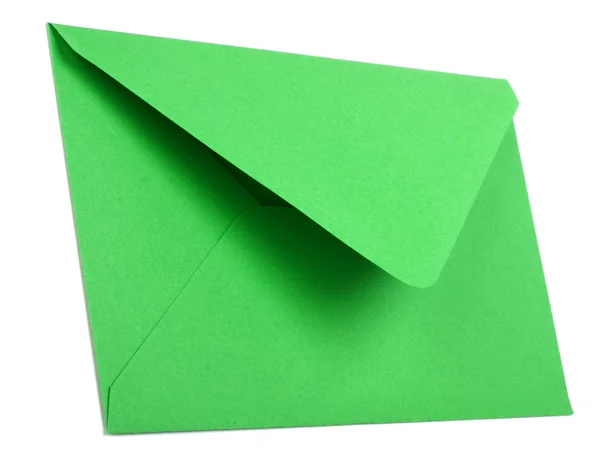Green envelope isolated on white background — Stock Photo, Image