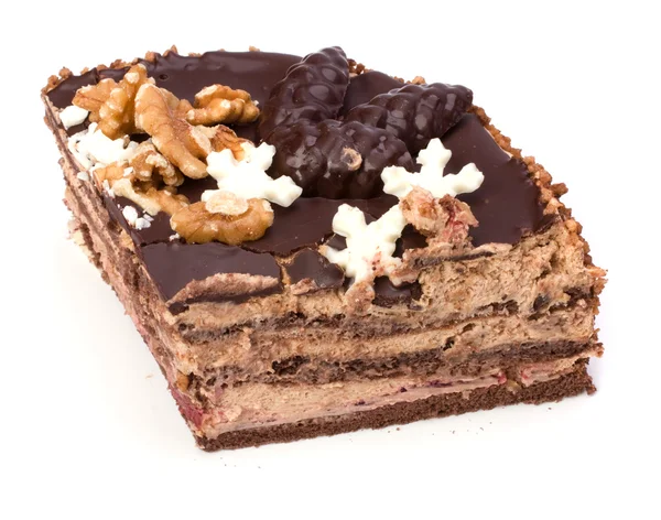 Fatia de bolo de creme de chocolate — Fotografia de Stock