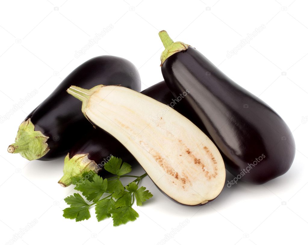 Eggplant or aubergine and parsley leaf