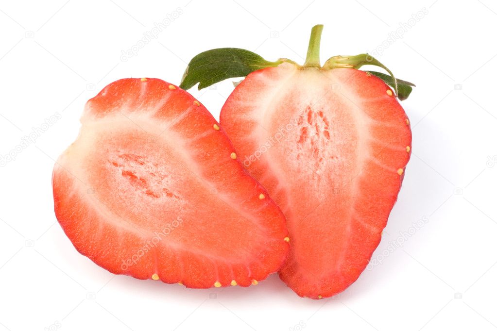 Halved strawberry isolated on white background — Stock Photo © natika