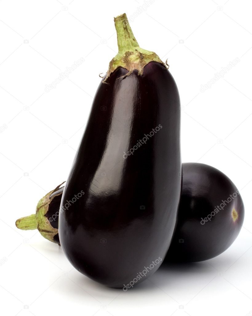 Eggplants isolated on white background close up