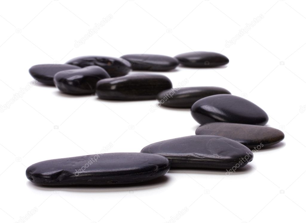 Black pebbles isolated on white background
