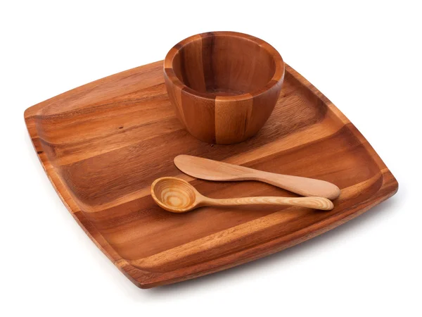 stock image Handmade wooden kitchen dishes