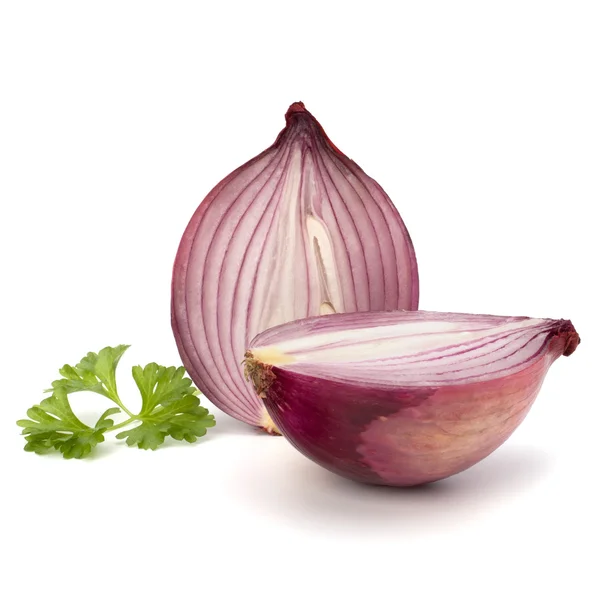 Red sliced onion half and fresh parsley still life — Stock Photo, Image