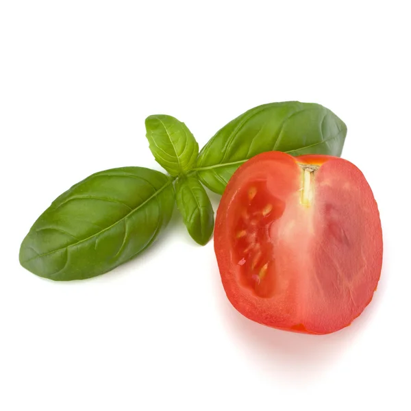 stock image Tomato and basil leaf