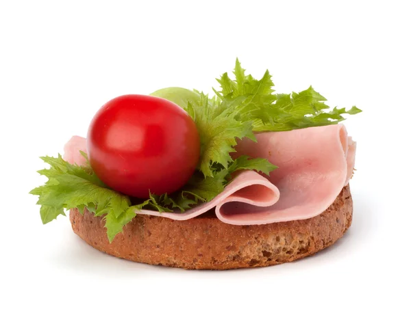 Healthy sandwich with vegetable and smoked ham — Stock Photo, Image