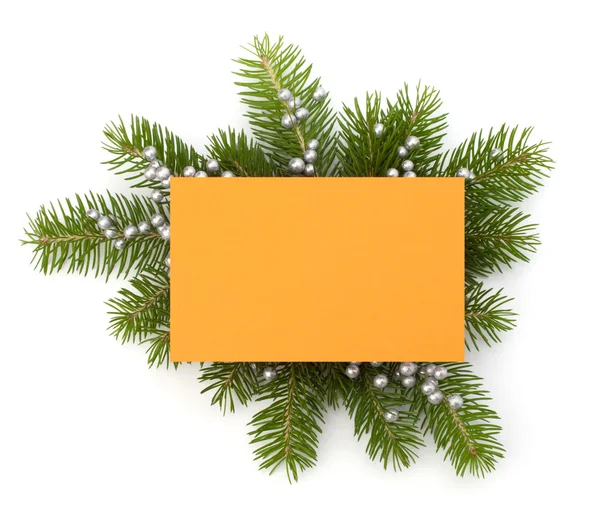 Decoración de Navidad con tarjeta de felicitación — Foto de Stock