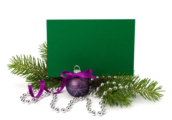 Decoração de Natal com cartão de saudação — Fotografia de Stock