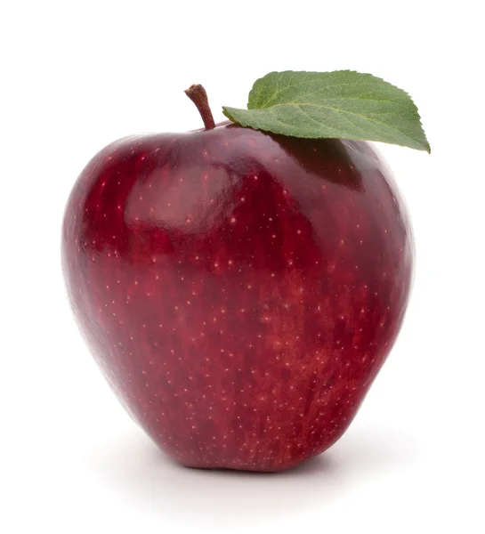 Sweet red apple with green leaf — Stock Photo, Image