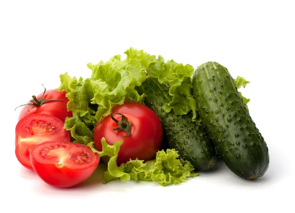 Салат из помидоров, огурцов и салата — стоковое фото