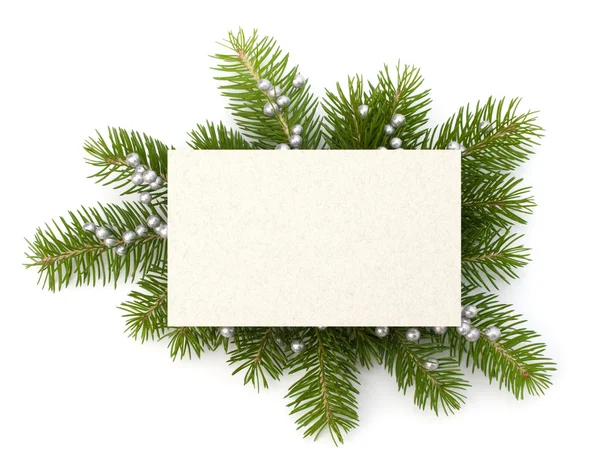 Christmas decoration with greeting card — Stock Photo, Image