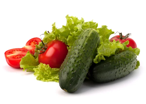 Tomato, cucumber vegetable and lettuce salad — Stock Photo, Image